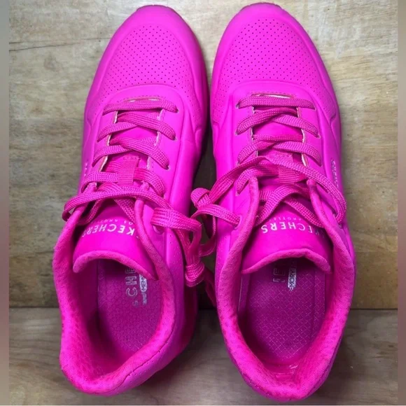Skechers Uno Night Shades Womens Size 9 Shoes Sneakers Hot Pink 73667 Lace Up - Picture 2 of 4